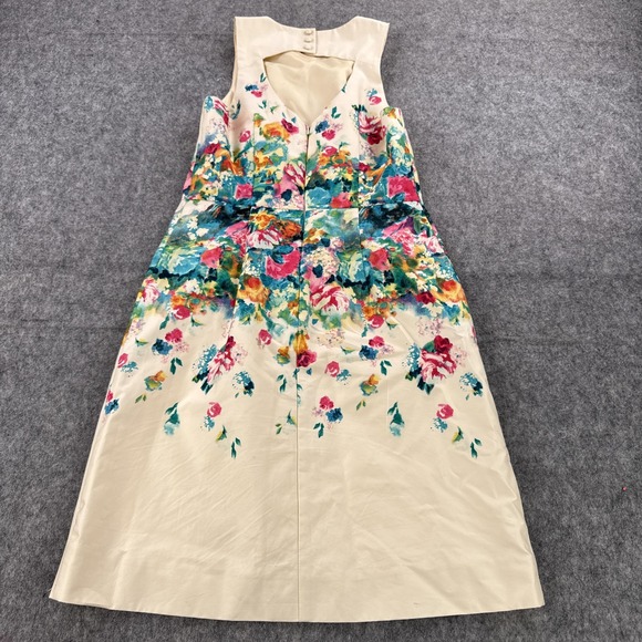 Maeve Anthropologie Dress Womens 4 Ivory Floral Sleeveless Lined Fit & Flare - Picture 4 of 12